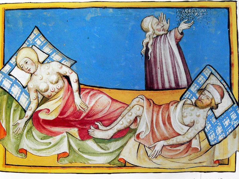 Ilustración de la Peste en la Biblia de Toggenburg (1411). WikiCommons
