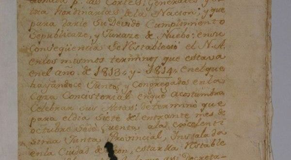 Reproducción del acta del 22 de septiembre de 1820, que registra una sesión del ayuntamiento de Nicoya (folio 1).