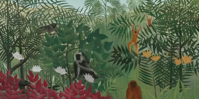 Bosque tropical con monos